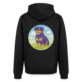 Rottweiler chien mignon Kawaii dessin animé Clipart Animal - Veste à capuche bio Premium Unisexe - noir - Dos - Nico (187cm)