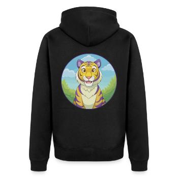 tigre mignon kawaii dessin animé clipart animal de compagnie - Veste à capuche bio Premium Unisexe - noir - Dos - Nico (187cm)