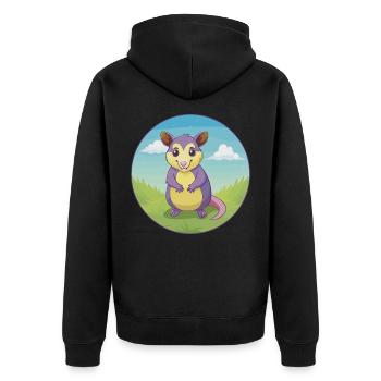 opossum mignon kawaii dessin animé clipart animal de compagnie - Veste à capuche bio Premium Unisexe - noir - Dos - Nico (187cm)