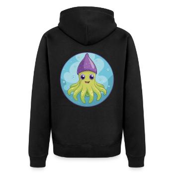 Squid Cute Kawaii Cartoon Clipart Animal Pet - Unisex Premium Organic Zip Hoodie - black - Back - Nico (187cm)