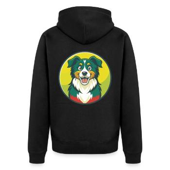 Australian Shepherd Dog Cute Kawaii Cartoon Animal - Unisex Premium Organic Zip Hoodie - black - Back - Nico (187cm)