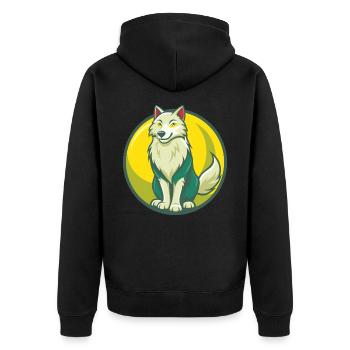 Loup Arctique Mignon Kawaii Dessin Animé Clipart Animal de compagnie - Veste à capuche bio Premium Unisexe - noir - Dos - Nico (187cm)