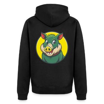Sanglier Mignon Kawaii Dessin animé Clipart Animal de compagnie - Veste à capuche bio Premium Unisexe - noir - Dos - Nico (187cm)