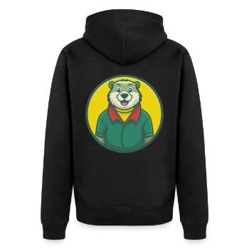 Murmeltier Niedliche Kawaii Cartoon Clipart Haustier Tier - Unisex Premium Bio Zip Hoodie - Schwarz - Hinten - Nico (187cm)