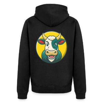 vache mignon kawaii dessin animé clipart animal de compagnie - Veste à capuche bio Premium Unisexe - noir - Dos - Nico (187cm)
