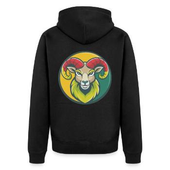 Ram Niedliche Kawaii Cartoon Clipart Haustier Tier - Unisex Premium Bio Zip Hoodie - Schwarz - Hinten - Nico (187cm)