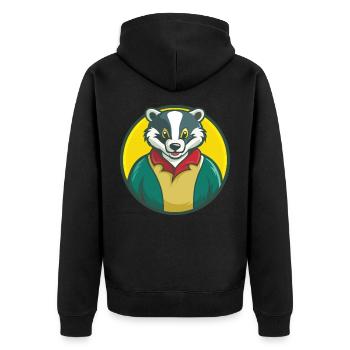 blaireau mignon kawaii dessin animé clipart animal de compagnie - Veste à capuche bio Premium Unisexe - noir - Dos - Nico (187cm)