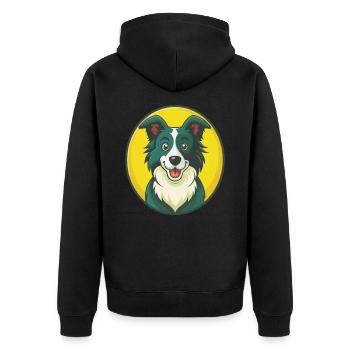 Border Collie Hund Niedliches Kawaii Cartoon Haustier Tier - Unisex Premium Bio Zip Hoodie - Schwarz - Hinten - Nico (187cm)