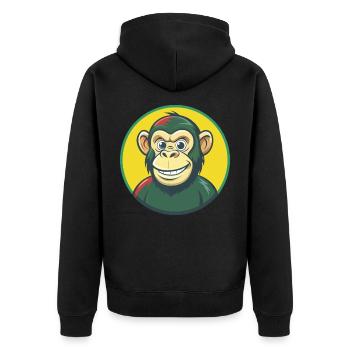 Chimpanzé Mignon Kawaii Dessin animé Clipart Animal de compagnie - Veste à capuche bio Premium Unisexe - noir - Dos - Nico (187cm)