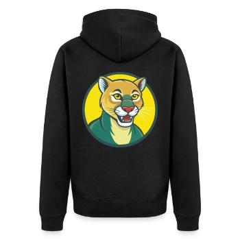 Cougar Cute Kawaii Cartoon Clipart Pet Animal - Unisex Premium Organic Zip Hoodie - black - Back - Nico (187cm)