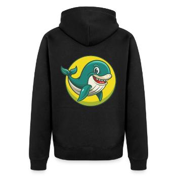 Blauwal Niedlich Kawaii Cartoon Clipart Haustier Tier - Unisex Premium Bio Zip Hoodie - Schwarz - Hinten - Nico (187cm)