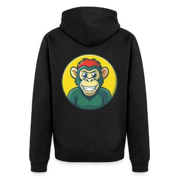 Bonobo Cute Kawaii Cartoon Clipart Pet Animal - Unisex Premium Organic Zip Hoodie - black - Back - Nico (187cm)