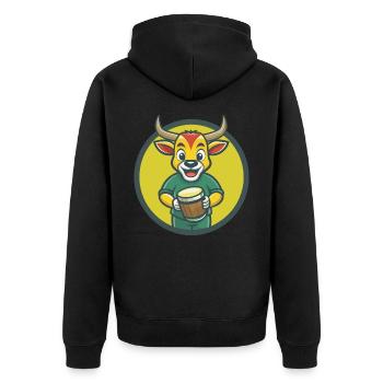 Bongo Niedliche Kawaii Cartoon Clipart Haustier Tier - Unisex Premium Bio Zip Hoodie - Schwarz - Hinten - Nico (187cm)