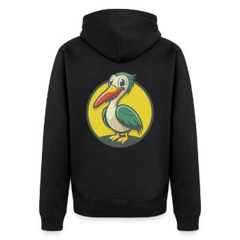 Pélican Mignon Kawaii Dessin animé Clipart Animal de compagnie - Veste à capuche bio Premium Unisexe - noir - Dos - Nico (187cm)