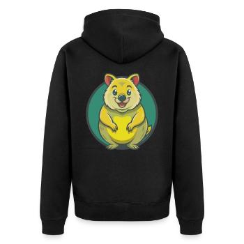Quokka mignon kawaii dessin animé Clipart animal de compagnie - Veste à capuche bio Premium Unisexe - noir - Dos - Nico (187cm)