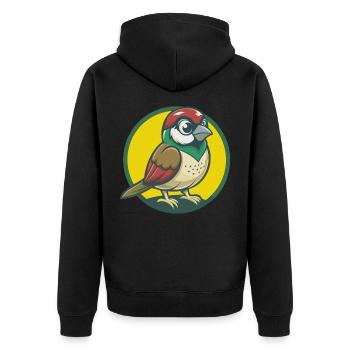 Spatz Niedlich Kawaii Cartoon Clipart Haustier Tier - Unisex Premium Bio Zip Hoodie - Schwarz - Hinten - Nico (187cm)
