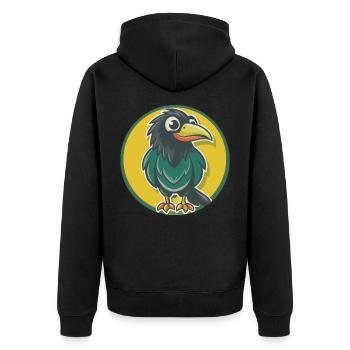 Rabe süße Kawaii Cartoon Clipart Haustier Tier - Unisex Premium Bio Zip Hoodie - Schwarz - Hinten - Nico (187cm)
