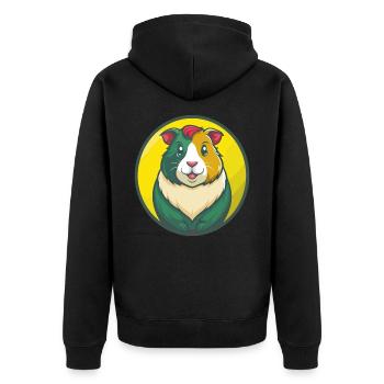 Cochon d’Inde Mignon Kawaii Dessin animé Clipart Animal de compagnie - Veste à capuche bio Premium Unisexe - noir - Dos - Nico (187cm)