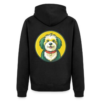 Havaneser Hund Niedlich Kawaii Cartoon Clipart Tier - Unisex Premium Bio Zip Hoodie - Schwarz - Hinten - Nico (187cm)