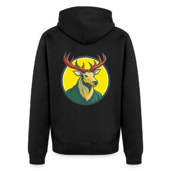 Elch süße Kawaii Cartoon Clipart Haustier Tier - Unisex Premium Bio Zip Hoodie - Schwarz - Hinten - Nico (187cm)