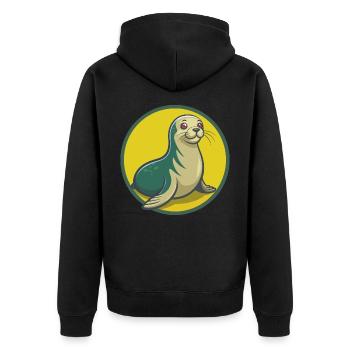 Siegel Niedliche Kawaii Cartoon Clipart Haustier Tier - Unisex Premium Bio Zip Hoodie - Schwarz - Hinten - Nico (187cm)