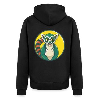 Lemur Cute Kawaii Cartoon Clipart Pet Animal - Unisex Premium Organic Zip Hoodie - black - Back - Nico (187cm)