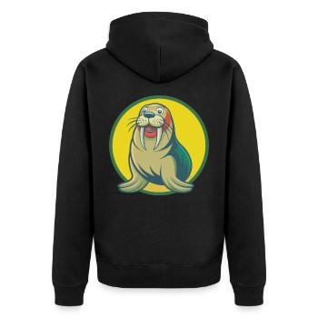 morse mignon kawaii dessin animé clipart animal de compagnie - Veste à capuche bio Premium Unisexe - noir - Dos - Nico (187cm)