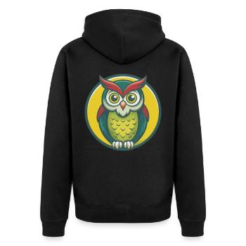 Eule Niedlich Kawaii Cartoon Clipart Haustier Tier - Unisex Premium Bio Zip Hoodie - Schwarz - Hinten - Nico (187cm)