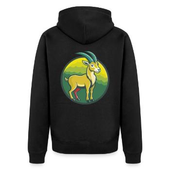 Steinbock Niedliche Kawaii Cartoon Clipart Haustier Tier - Unisex Premium Bio Zip Hoodie - Schwarz - Hinten - Nico (187cm)