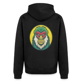 Mandrill Niedliche Kawaii Cartoon Clipart Haustier Tier - Unisex Premium Bio Zip Hoodie - Schwarz - Hinten - Nico (187cm)