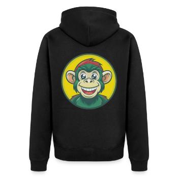 Monkey Cute Kawaii Cartoon Clipart Pet Animal - Unisex Premium Organic Zip Hoodie - black - Back - Nico (187cm)