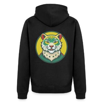 léopard des neiges mignon kawaii dessin animé clipart animal - Veste à capuche bio Premium Unisexe - noir - Dos - Nico (187cm)