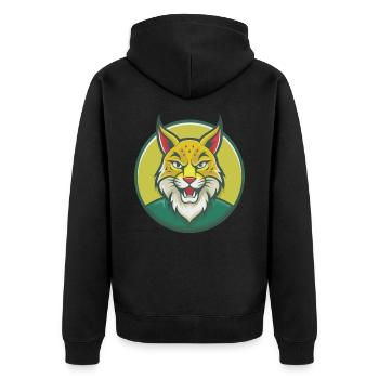 Luchs Niedliche Kawaii Cartoon Clipart Haustier Tier - Unisex Premium Bio Zip Hoodie - Schwarz - Hinten - Nico (187cm)