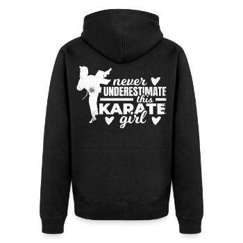 Karate Girls - Unisex Premium Organic Zip Hoodie - black - Back - Nico (187cm)