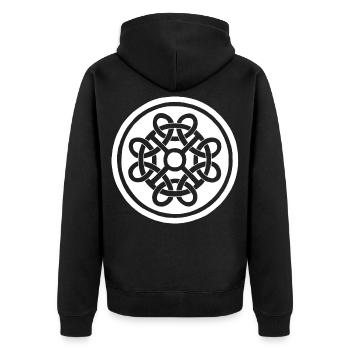 Celtic flower and white talisman - Unisex Premium Organic Zip Hoodie - black - Back - Nico (187cm)