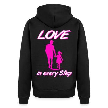Love in Every Step Father Daughter Pink Silhouette - Unisex Premium Organic Zip Hoodie - black - Back - Nico (187cm)