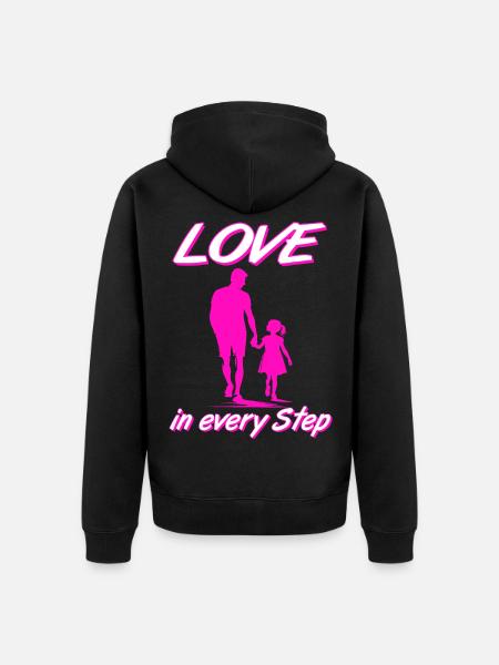Love in Every Step Father Daughter Pink Silhouette - Unisex Premium Organic Zip Hoodie - black
