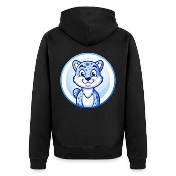 Gepard Blau Kawaii Cartoon Figur Clipart Haustier - Unisex Premium Bio Zip Hoodie - Schwarz - Hinten - Nico (187cm)