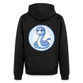 Anaconda Blau Kawaii Cartoon Figur Clipart Haustier - Unisex Premium Bio Zip Hoodie - Schwarz - Hinten - Nico (187cm)