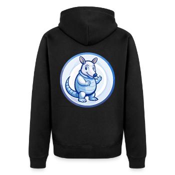 Gürteltier Blau Kawaii Cartoon Figur Clipart - Unisex Premium Bio Zip Hoodie - Schwarz - Hinten - Nico (187cm)