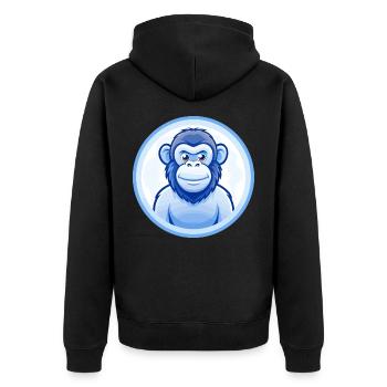 Chimpanzé Bleu Kawaii Dessin Animé Personnage Clipart - Veste à capuche bio Premium Unisexe - noir - Dos - Nico (187cm)