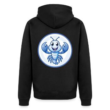 Craw bleu kawaii dessin animé personnage Clipart animal de compagnie - Veste à capuche bio Premium Unisexe - noir - Dos - Nico (187cm)