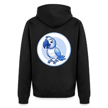 Papagei Blau Kawaii Cartoon Figur Clipart Haustier - Unisex Premium Bio Zip Hoodie - Schwarz - Hinten - Nico (187cm)