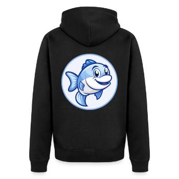 Fish Blue Kawaii Cartoon Character Clipart Pet - Unisex Premium Organic Zip Hoodie - black - Back - Nico (187cm)