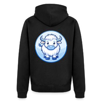 Yak Blue Cute Kawaii Cartoon Character Clipart Pet - Unisex Premium Organic Zip Hoodie - black - Back - Nico (187cm)