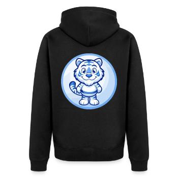 Tigre Bleu Kawaii Dessin Animé Personnage Clipart Animal de compagnie - Veste à capuche bio Premium Unisexe - noir - Dos - Nico (187cm)