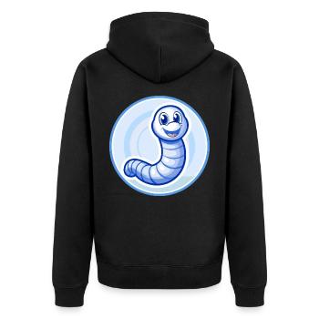 Regenwurm Blau Kawaii Cartoon Figur Clipart - Unisex Premium Bio Zip Hoodie - Schwarz - Hinten - Nico (187cm)