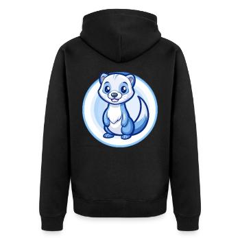 Frettchen Blau Kawaii Cartoon Figur Clipart Haustier - Unisex Premium Bio Zip Hoodie - Schwarz - Hinten - Nico (187cm)
