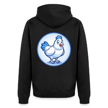 Poule Bleu Mignon Kawaii Dessin Animé Personnage Clipart Animal de compagnie - Veste à capuche bio Premium Unisexe - noir - Dos - Nico (187cm)