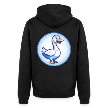 Goose Blue Kawaii Cartoon Character Clipart Pet - Unisex Premium Organic Zip Hoodie - black - Back - Nico (187cm)